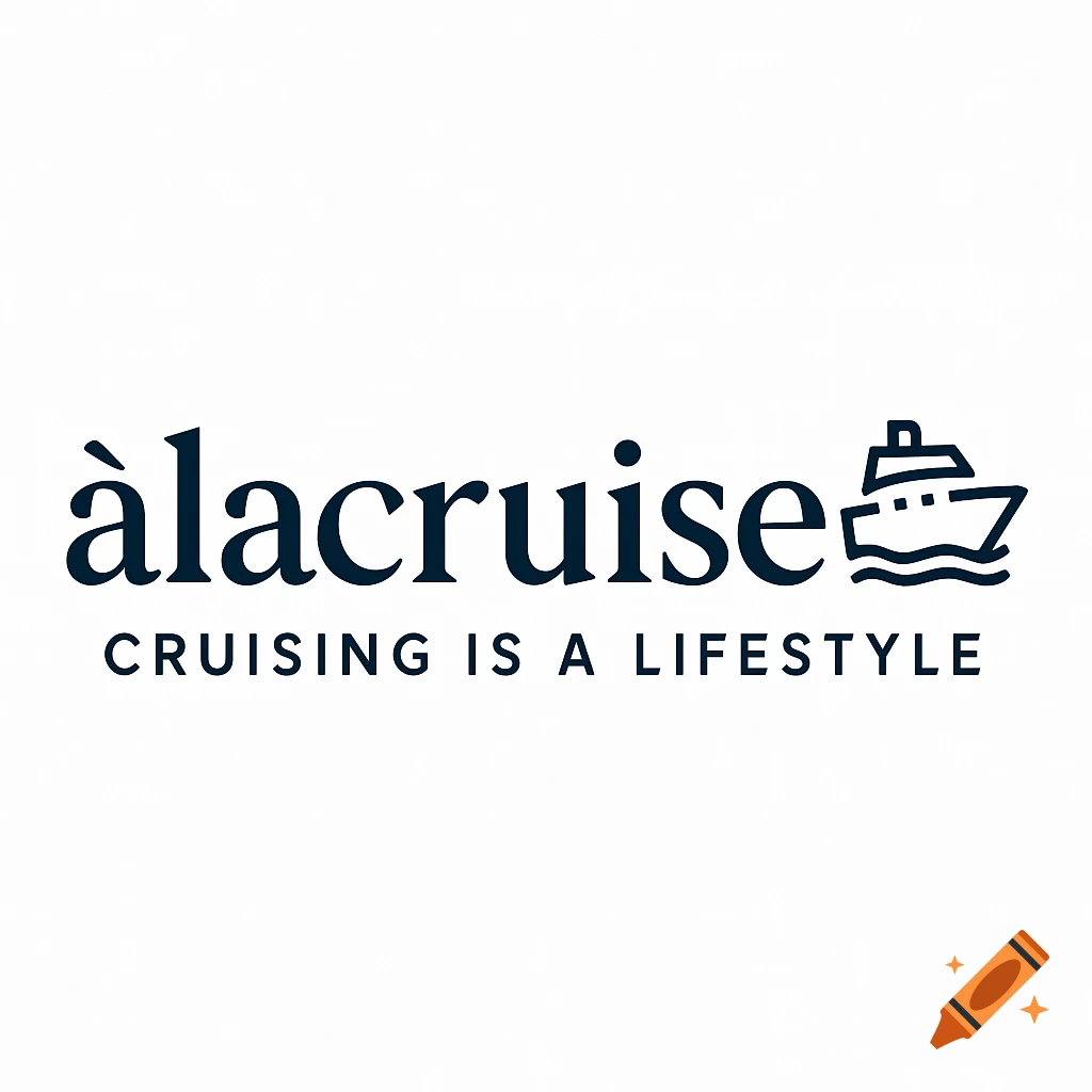 Logo for alacruise with text and boat icon.