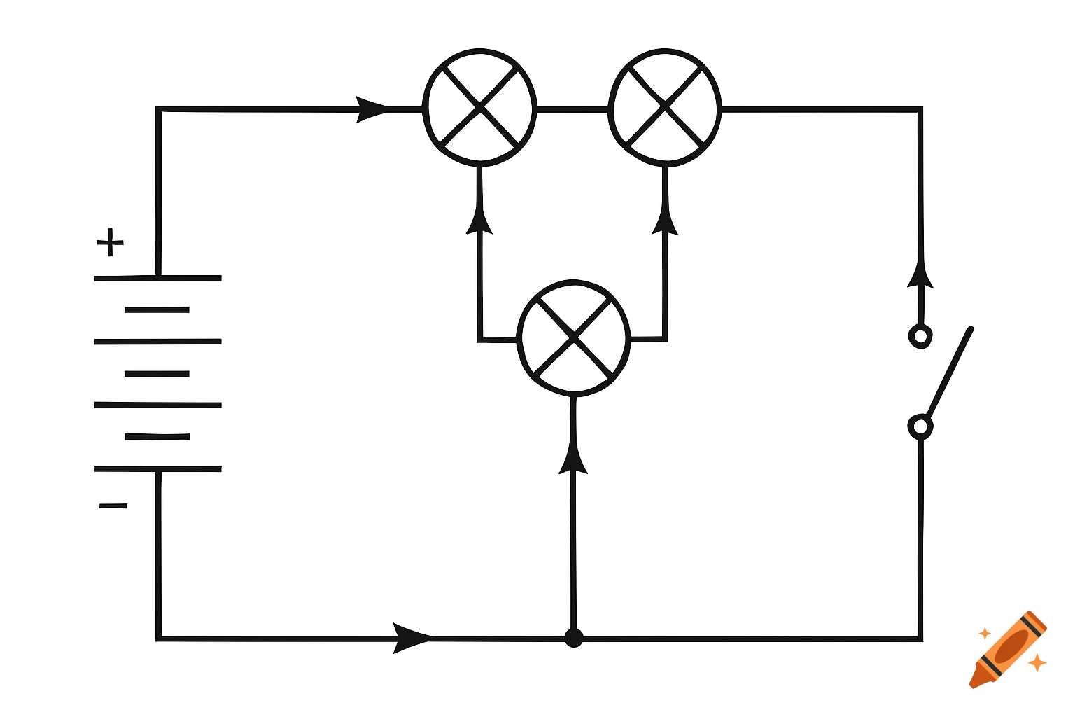 Black and white line drawing of an electrical circuit diagram.