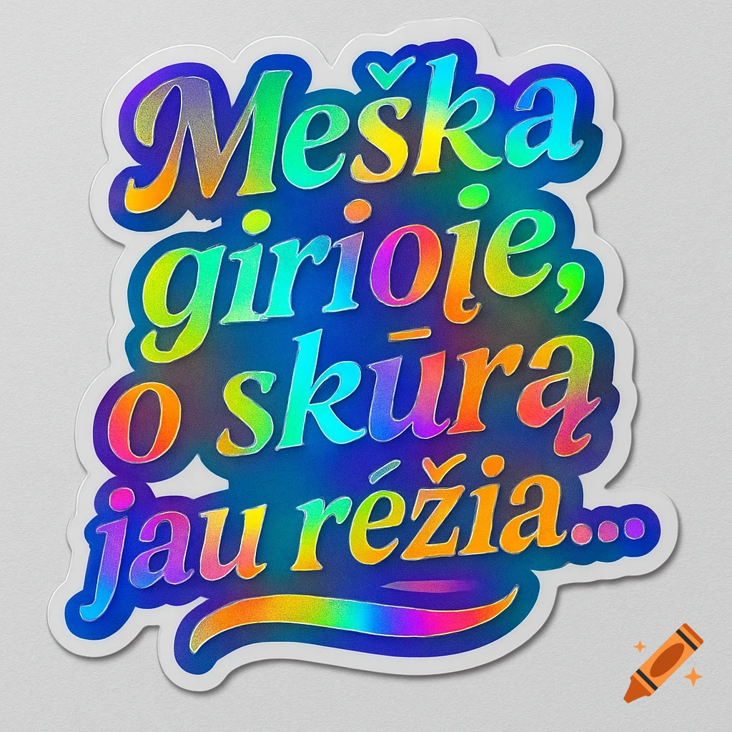 Holographic sticker with Lithuanian text