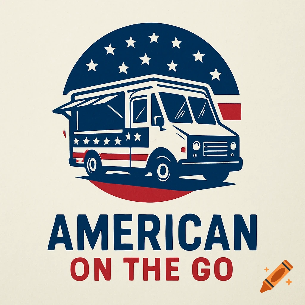 Logo of an American food truck with stars and stripes.