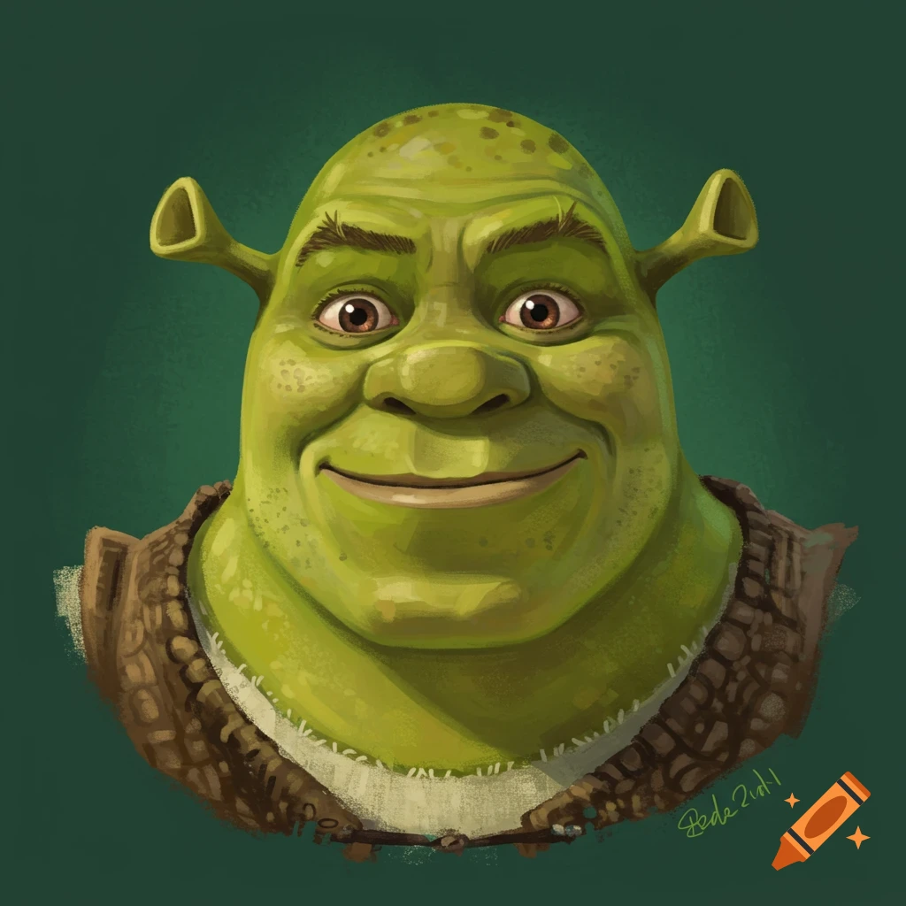 An illustration of Shrek smiling