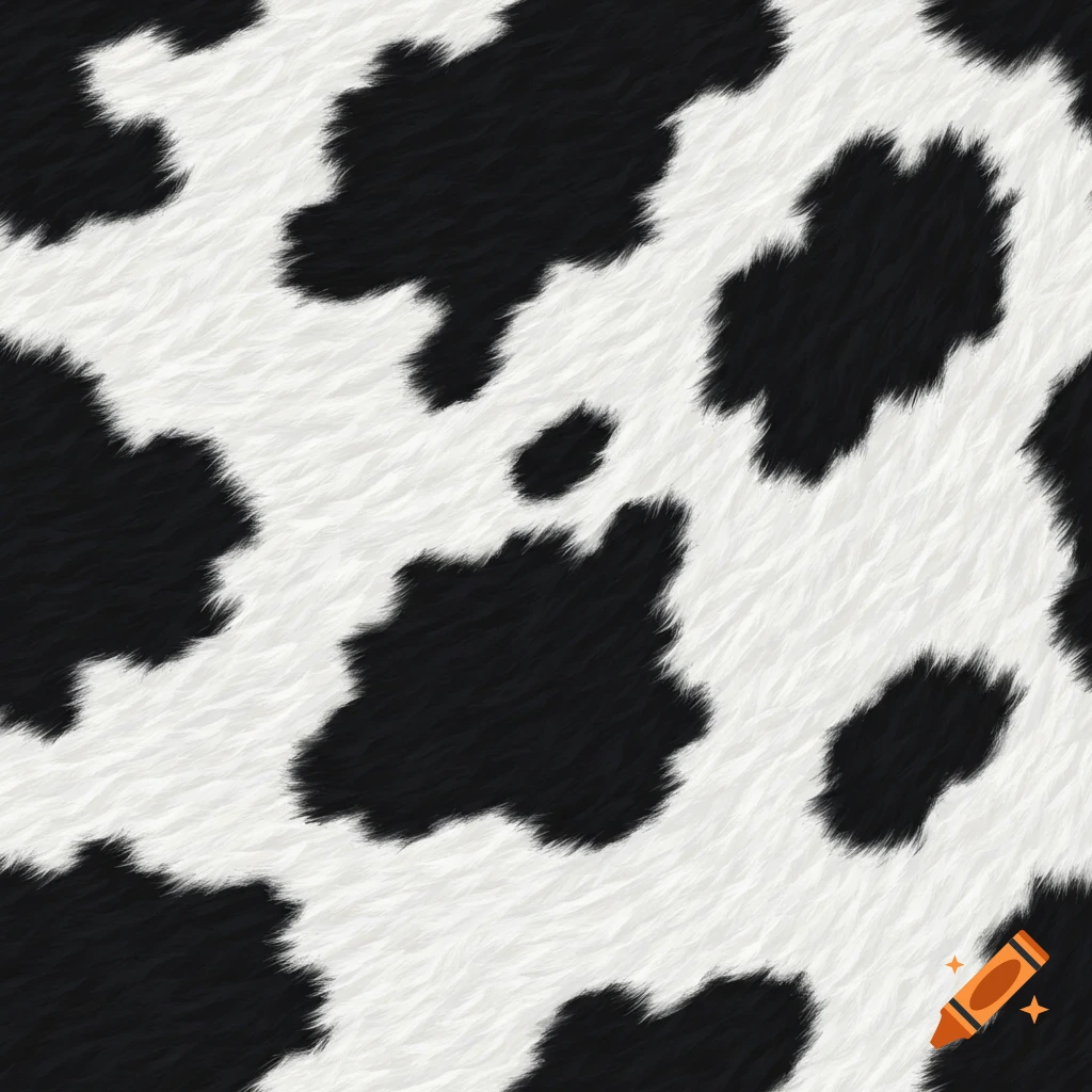Seamless black and white cow print furry pattern