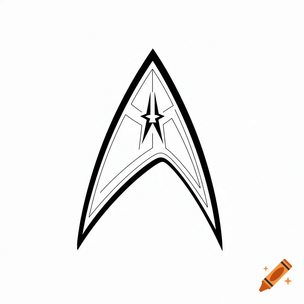 Black and white line art Star Trek logo on a white background.