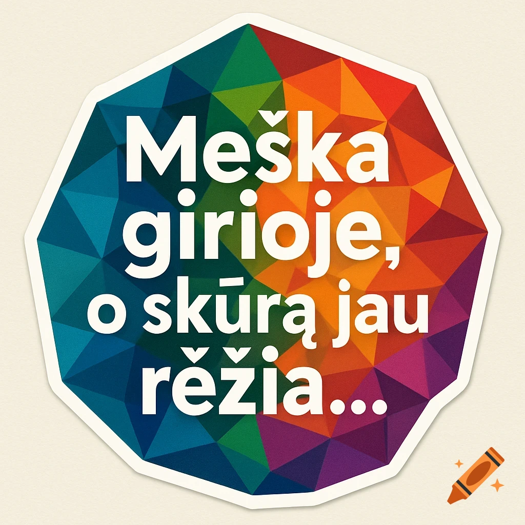 Colorful geometric sticker with Lithuanian text