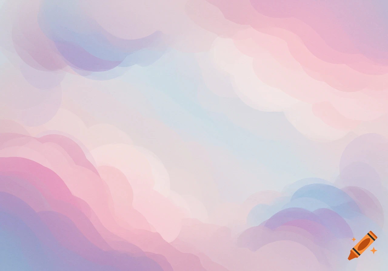 Abstract pastel background with soft, wavy shapes in pink, purple, and blue.