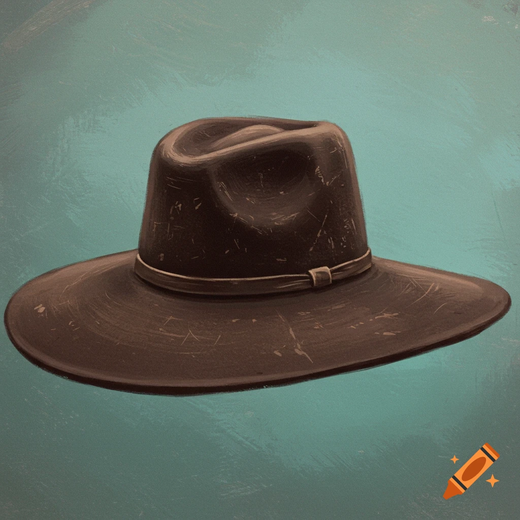 A brown cowboy hat on a teal background.