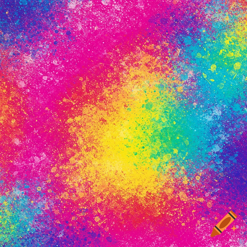 Abstract rainbow color paint splatters and washes