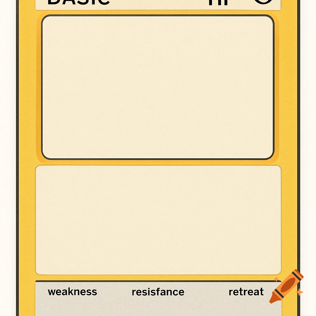 Blank trading card template with spaces for image and text, yellow border
