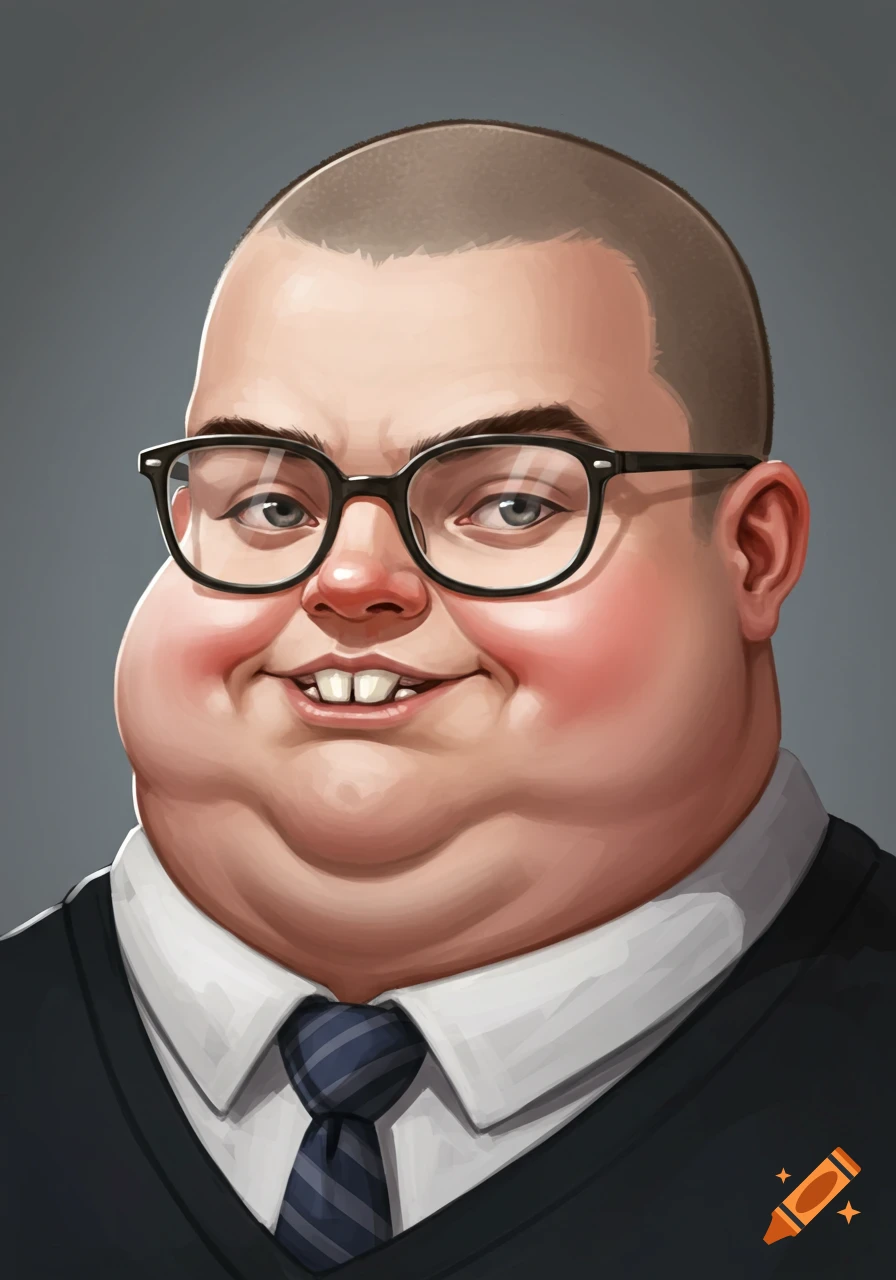 Stylized portrait illustration of a teacher with glasses and bunny teeth.
