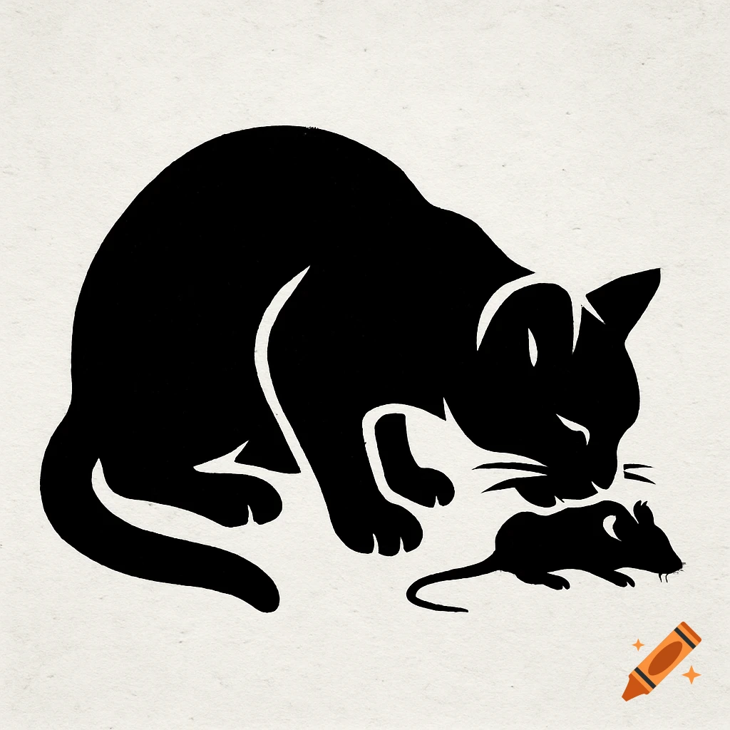 Black cat and mouse stencil