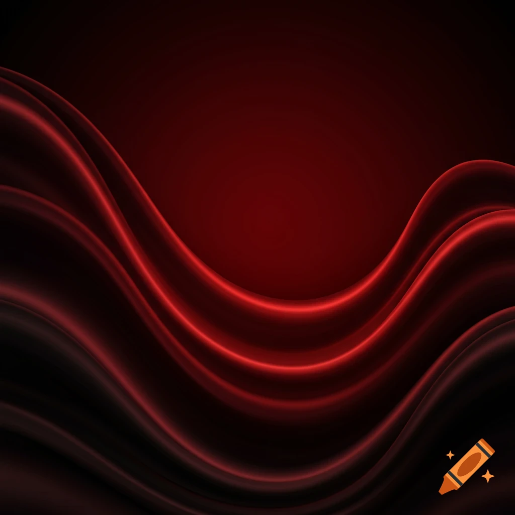Dark red and black abstract background with wavy satin texture.