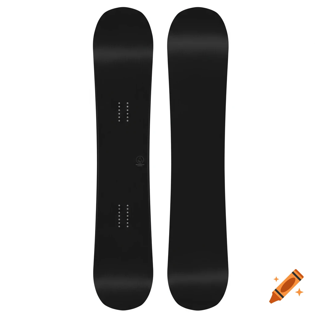 Two black snowboards against a white background