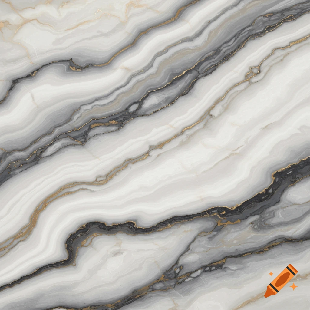 Abstract marble texture with grey, white, black, and gold veins.