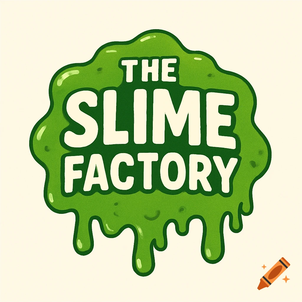 Logo for The Slime Factory featuring green dripping slime.