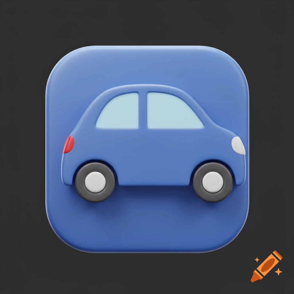 3D icon of a blue car