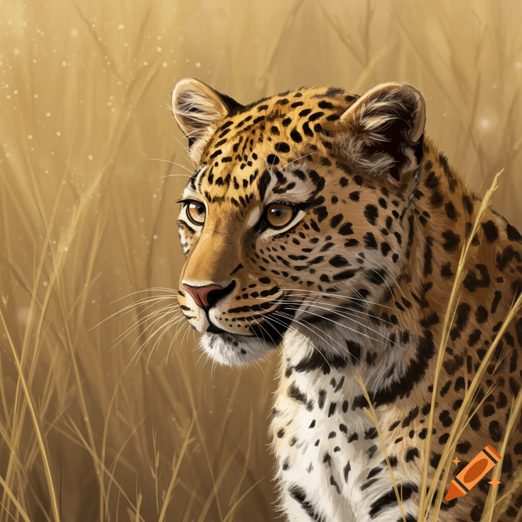 Close-up of a leopard in tall grass.