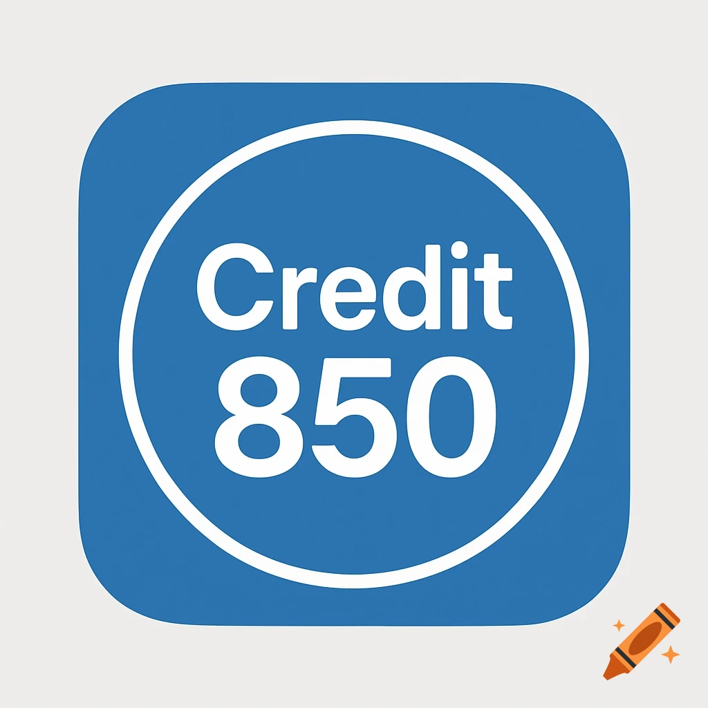 Blue app icon with white circle and text 'Credit 850'