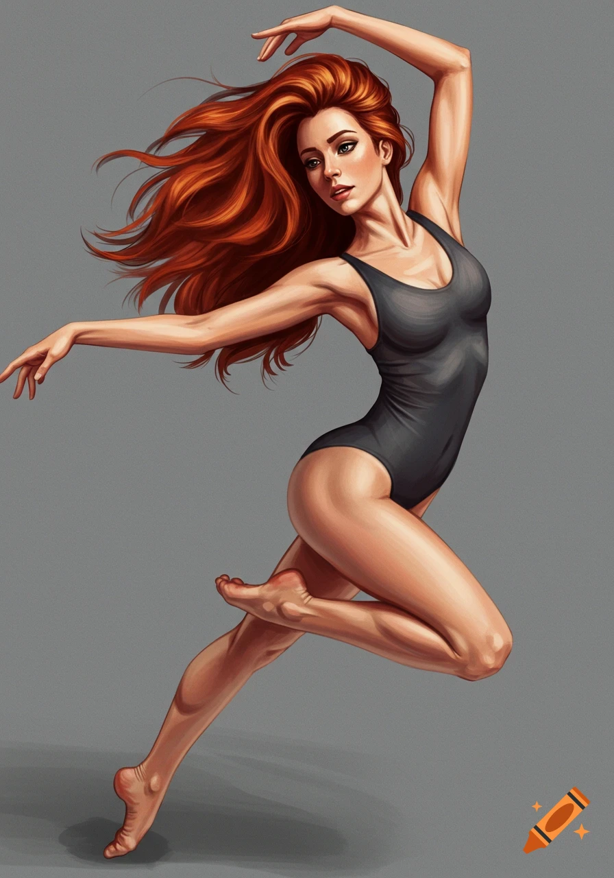 Artistic rendering of a woman in a dynamic dance pose.