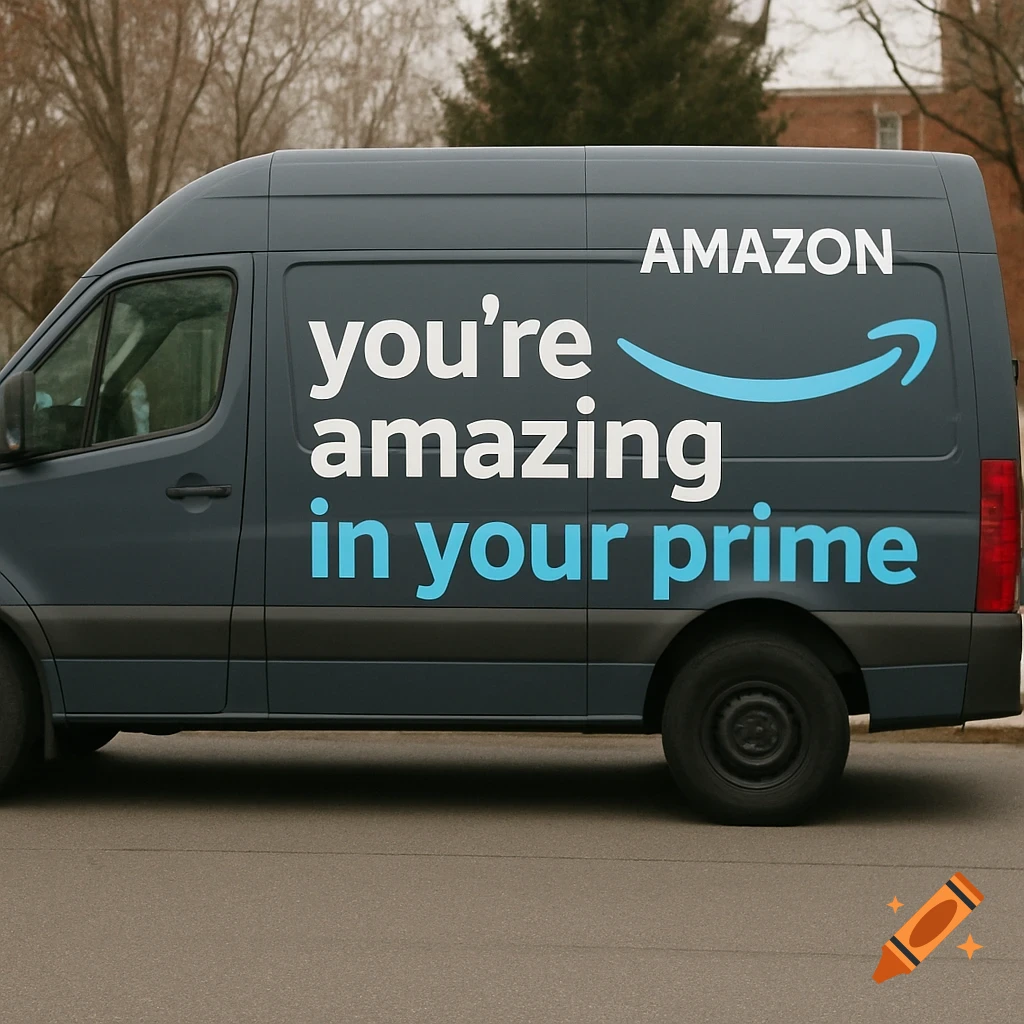 An Amazon delivery van parked on a street.