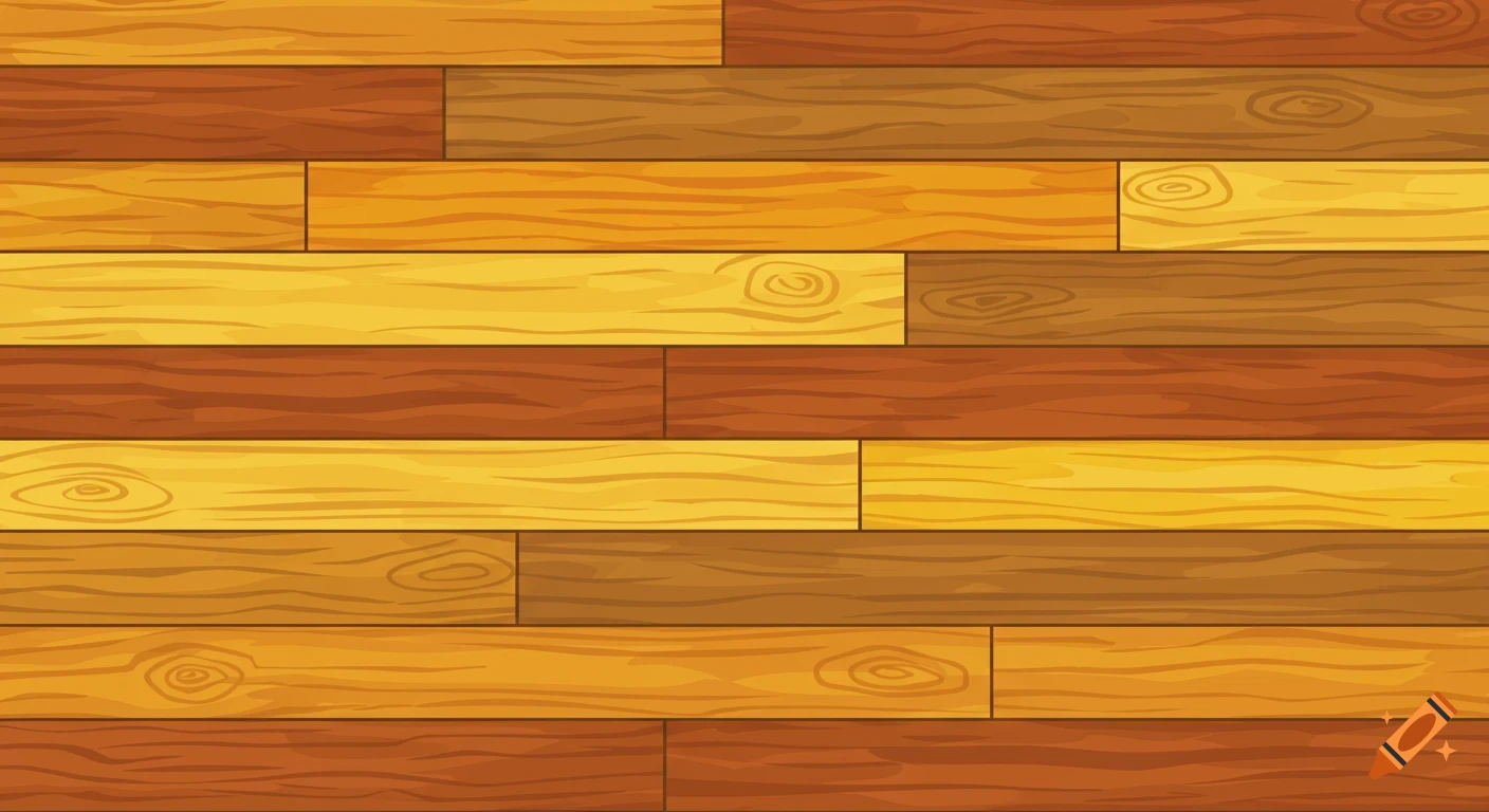 Seamless cartoony wood texture with horizontal planks of different shades.