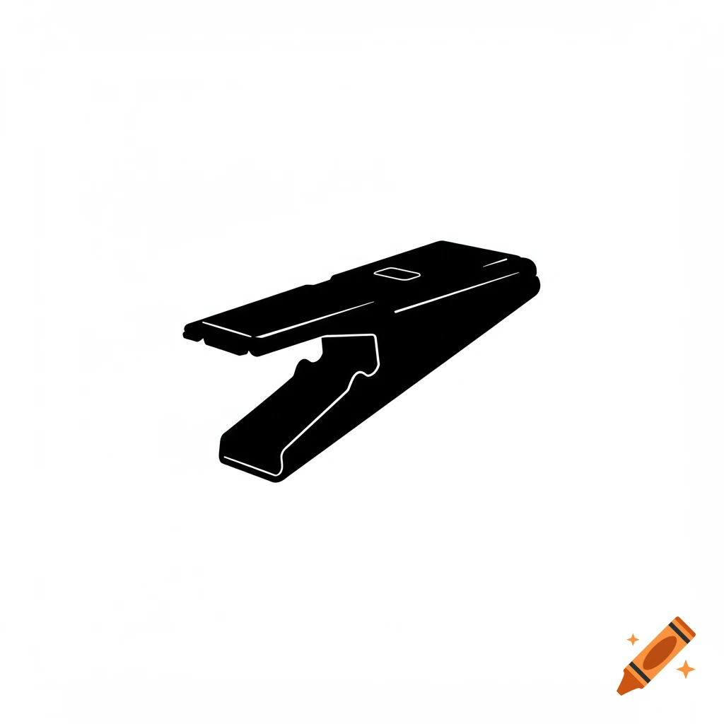 Black silhouette of a drywall clip against a white background.