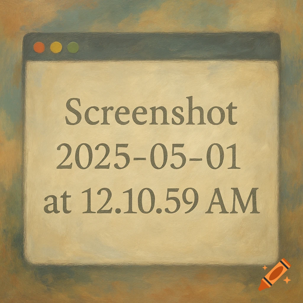 Painting of a computer window displaying 'Screenshot 2025-05-01 at 12.10.59 AM'.