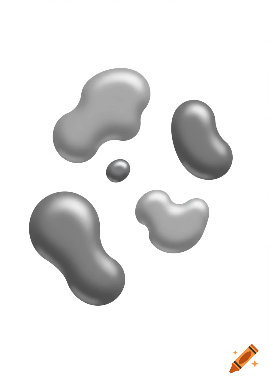 Four grey blobs on a white background