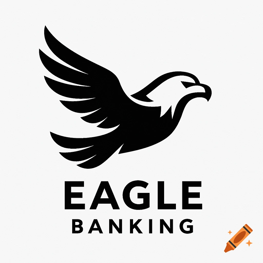 Black and white logo of an eagle in flight above the text EAGLE BANKING.