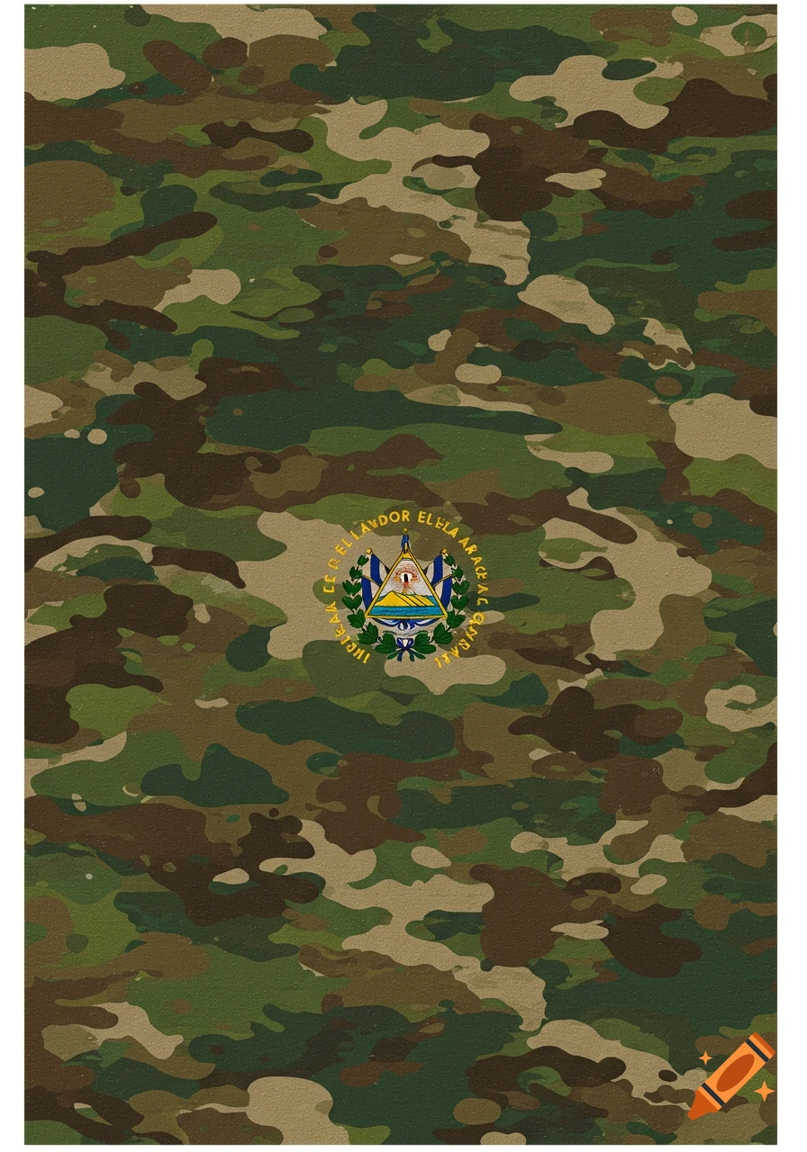 A camouflage pattern with the El Salvador coat of arms
