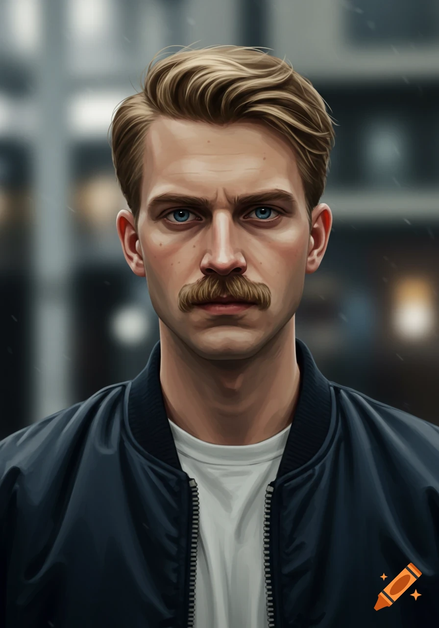 Digital painting portrait of a man with blue eyes, blond hair, and a ...