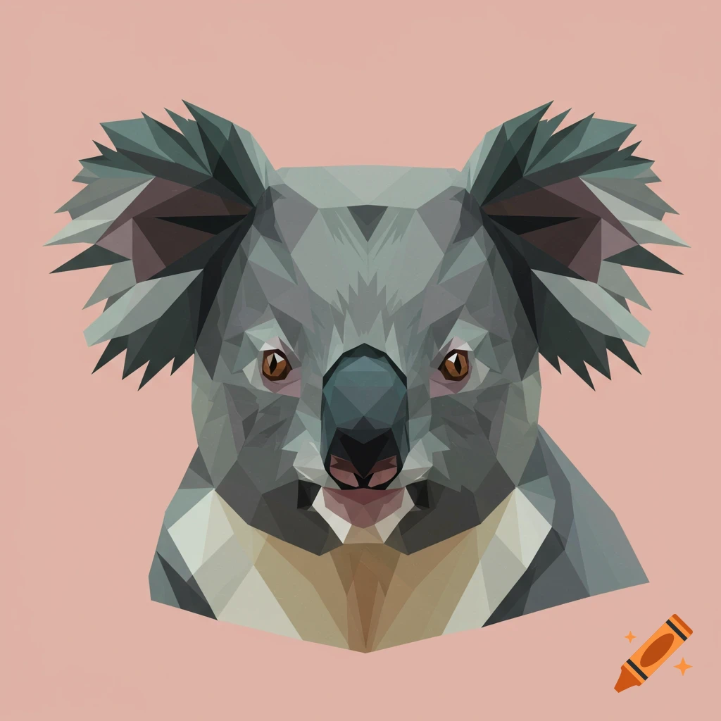 A geometric style depiction of a koala head.