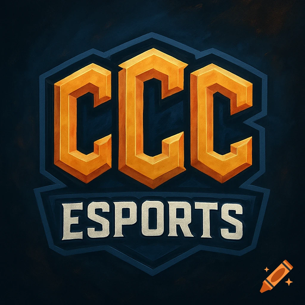 Esports logo with stylized golden CCC above ESPORTS on a dark blue background.