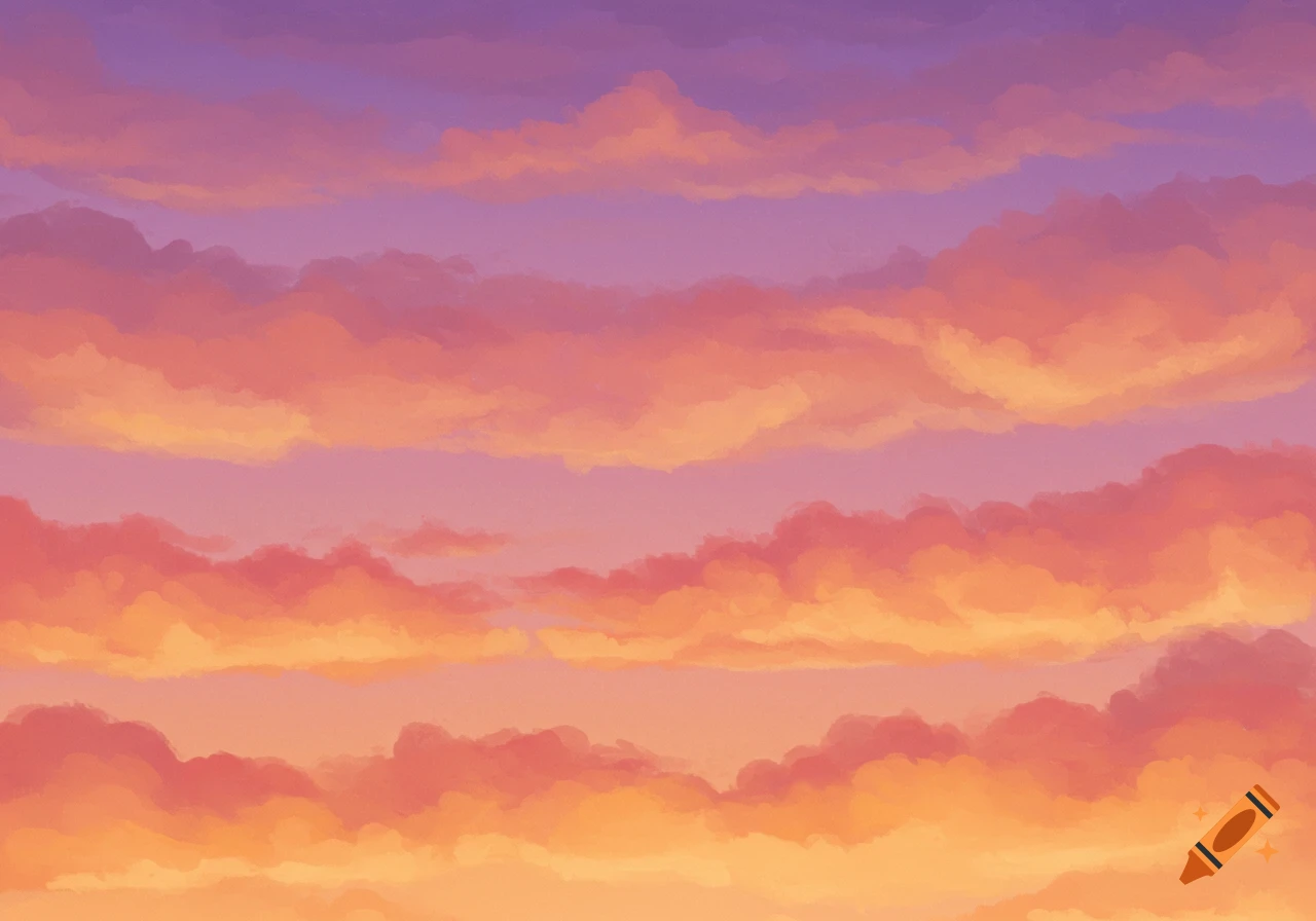 Vibrant sunset sky with colorful clouds in a painterly style. on Craiyon