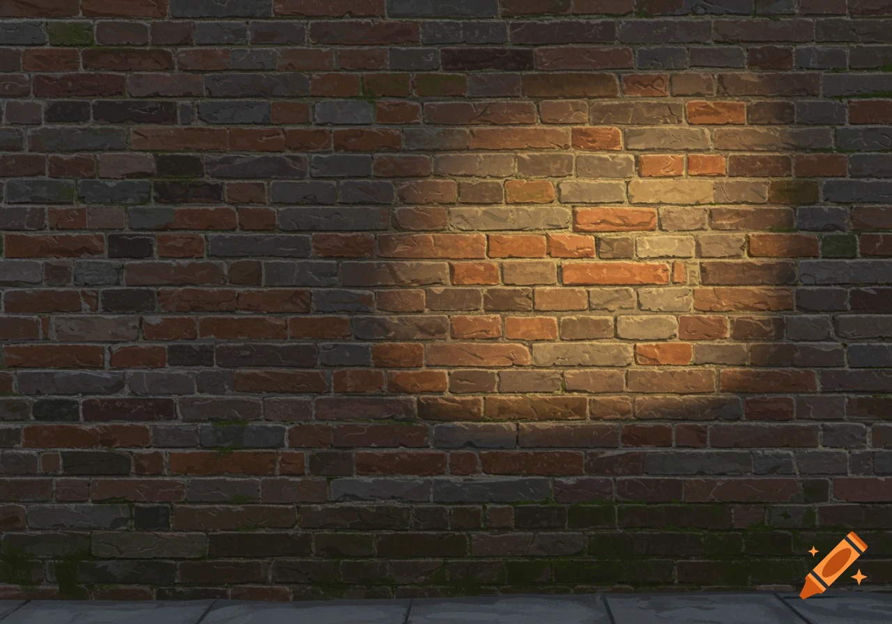 A brick wall with a spotlight shining on the center