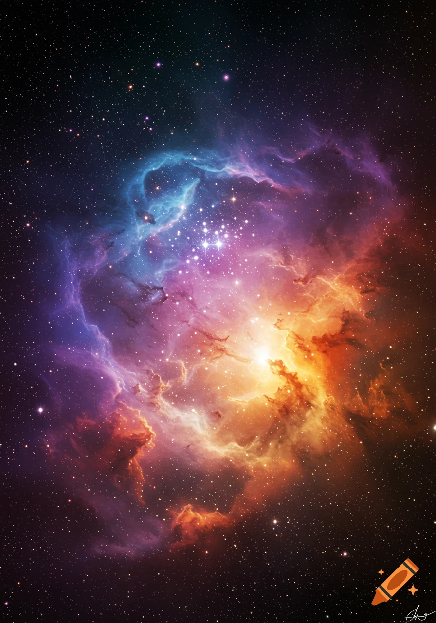 A vibrant nebula glows in space surrounded by stars.