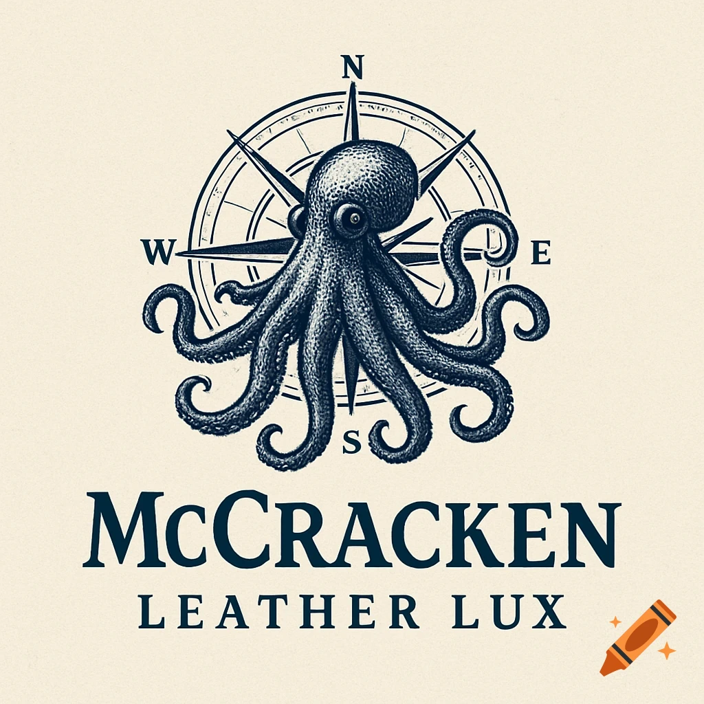 Engraving-style logo with an octopus on a compass rose and company name text.