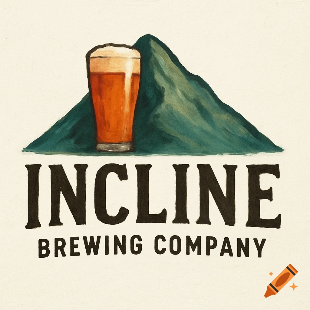 Logo for Incline Brewing Company featuring a beer glass and mountain illustration.