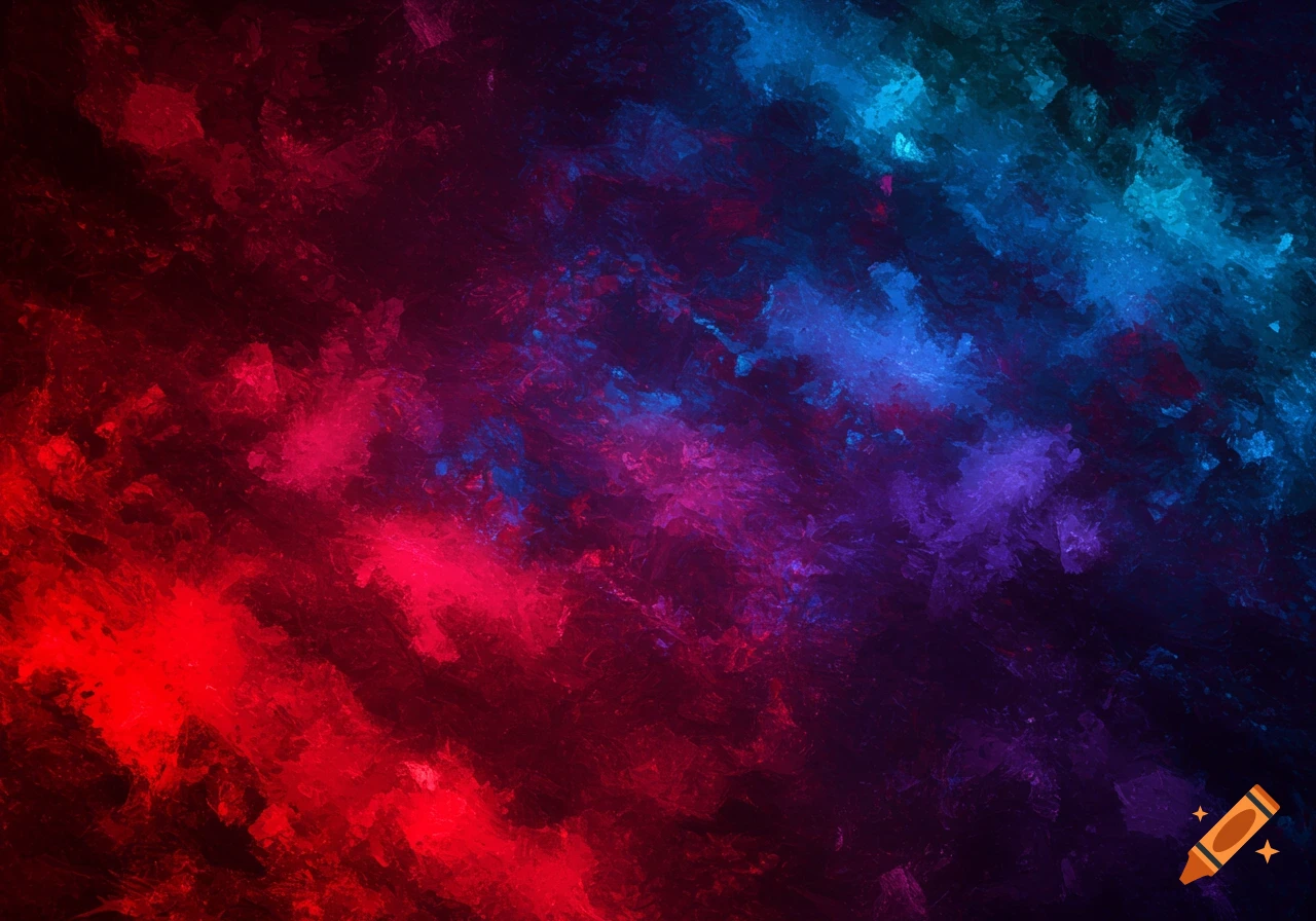 Abstract background with diagonal red, purple, and blue textures.