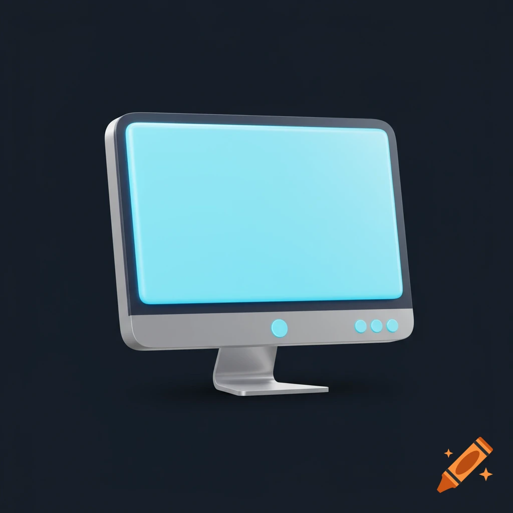 3D icon of a computer monitor with glowing screen