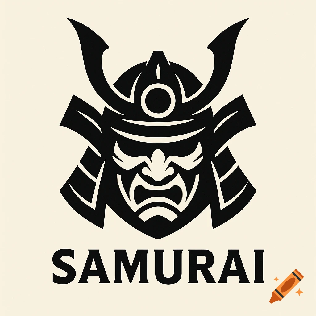 A black and white vector logo of a samurai helmet and mask with the word SAMURAI below it.