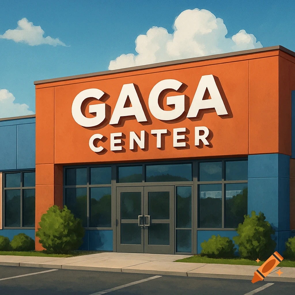 Exterior view of a building with 'GAGA CENTER' sign