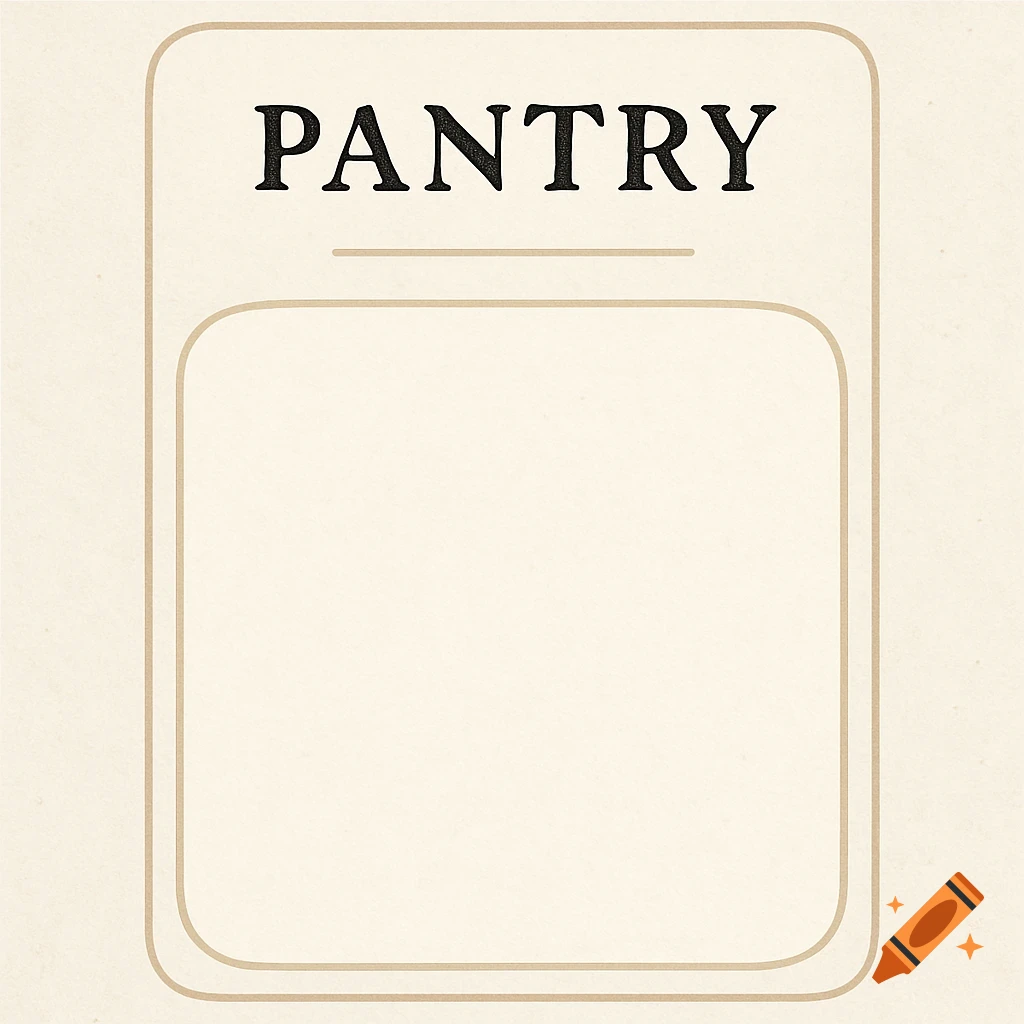Minimalistic pantry label template with 'PANTRY' text above a blank area.