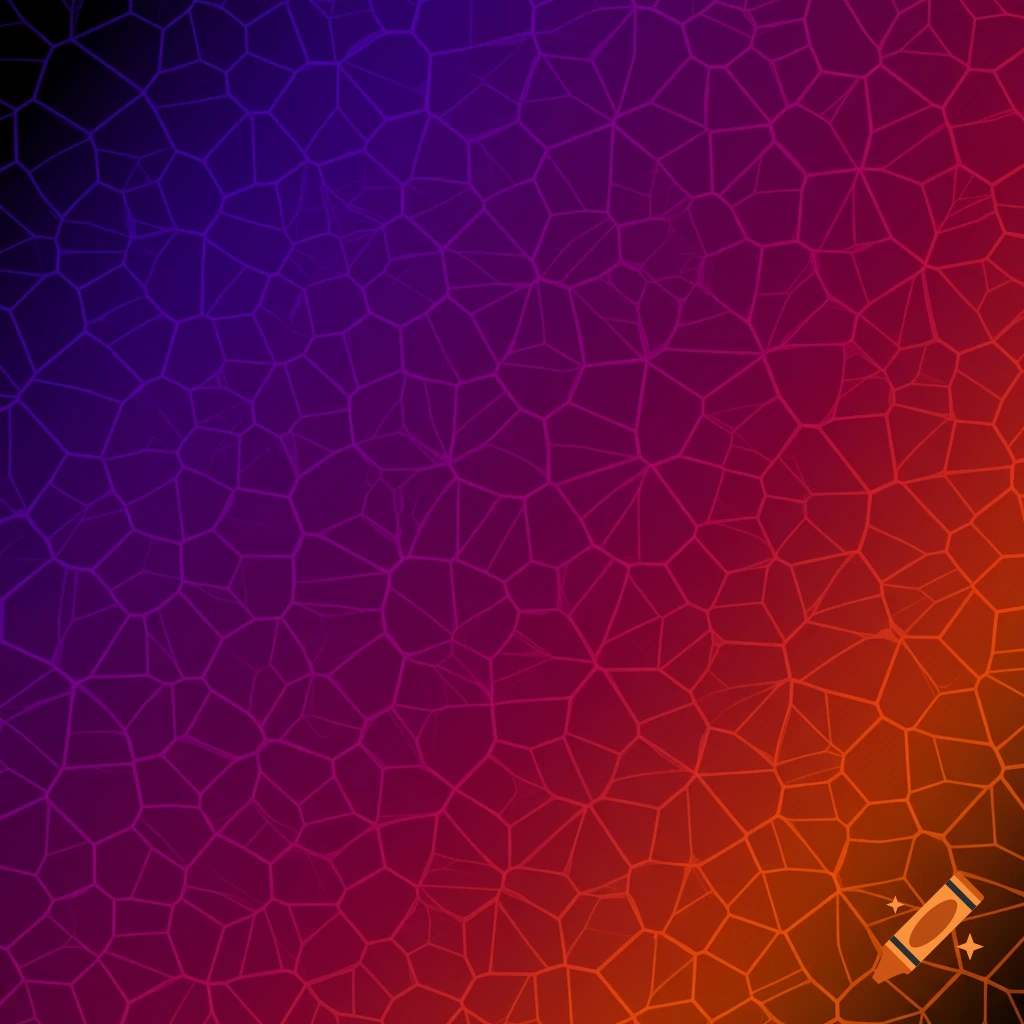 Voronoi pattern with purple to orange gradient background.