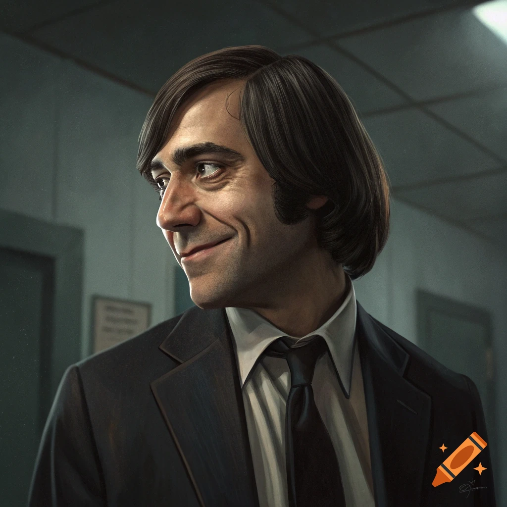 Realistic portrait of a man in a suit smiling slightly.
