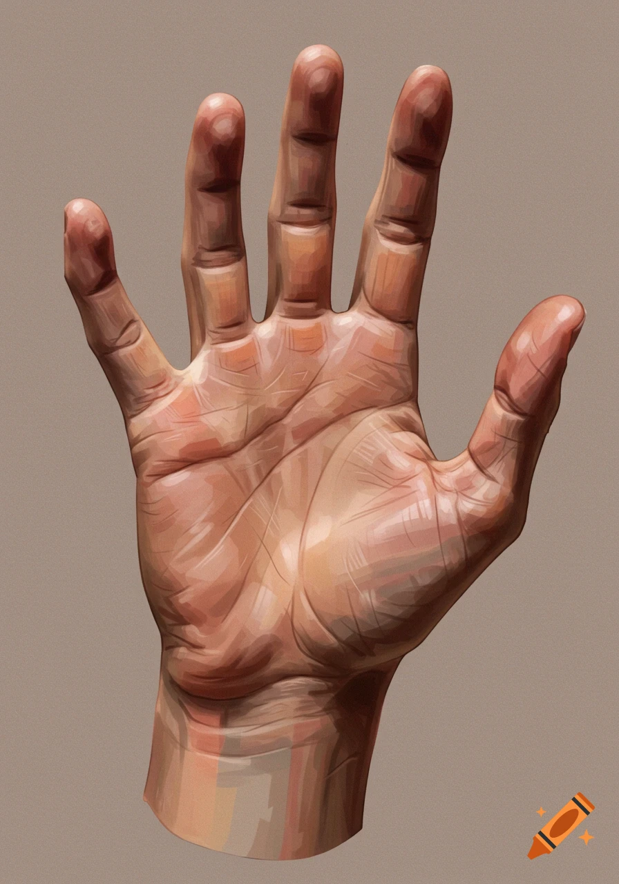 Close-up digital painting of an open hand.