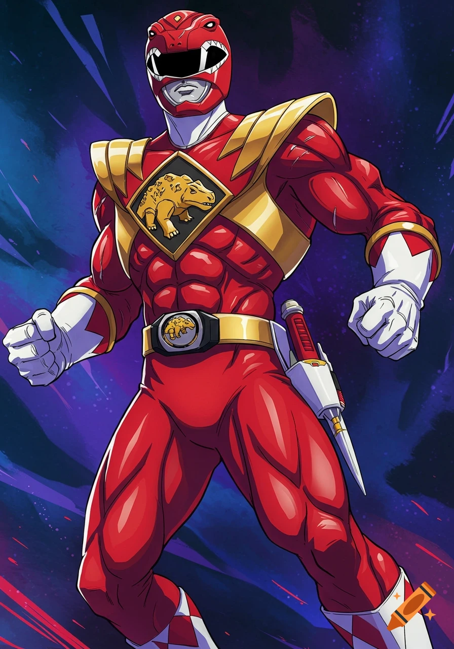 Illustration of the Red Power Ranger in a dynamic pose.