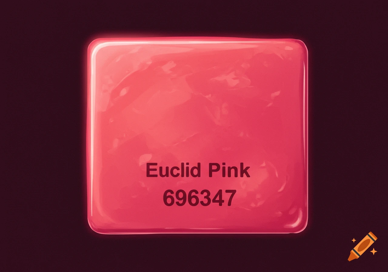 A shiny pink square swatch with the text 'Euclid Pink 696347' on it.