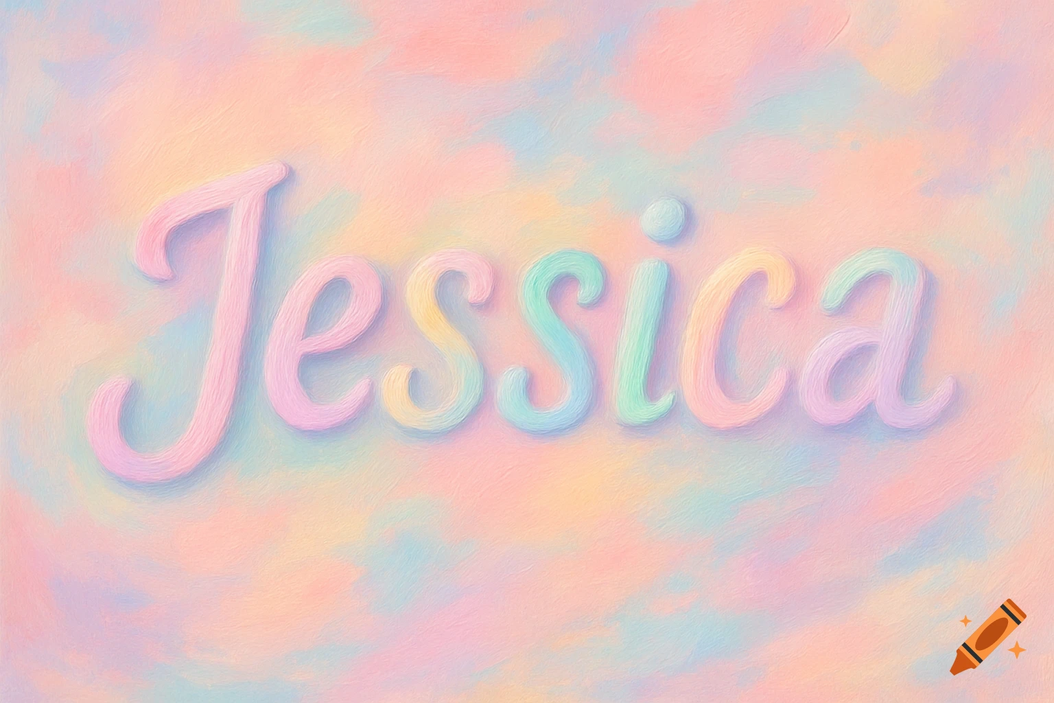 The name Jessica in pastel colors on a pastel painterly background.