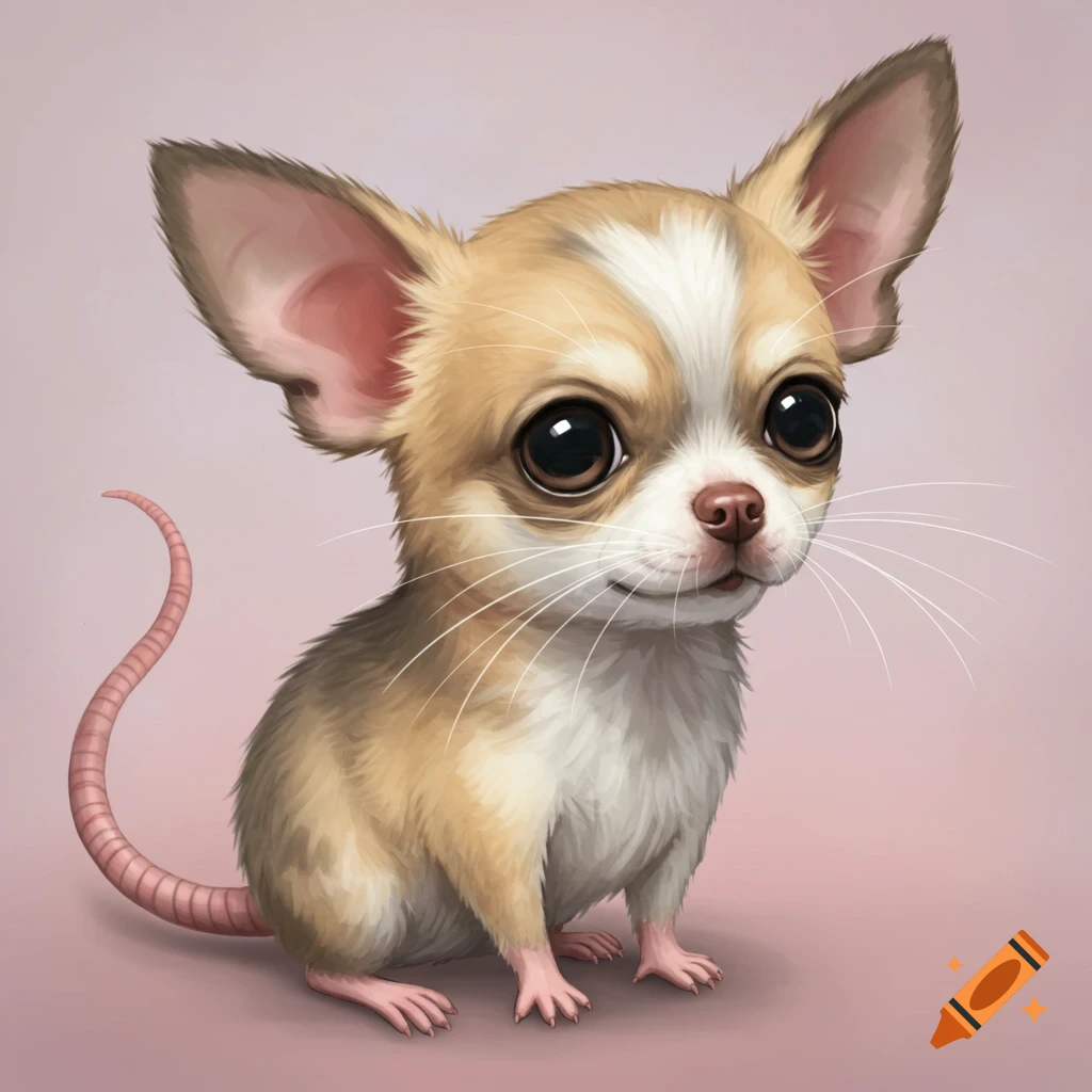 Cute chihuahua rat hybrid animal sitting