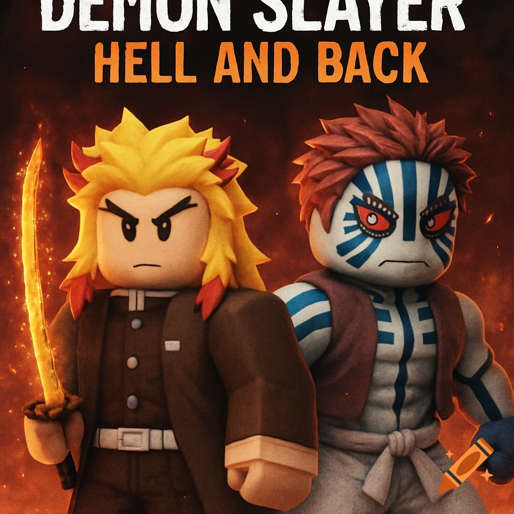 Roblox game cover with two Demon Slayer characters and title text